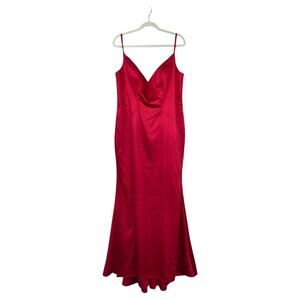MAC DUGGAL Red Satin Gown Long Dress Plus Size 14 Formal Glam Event Gala Dance